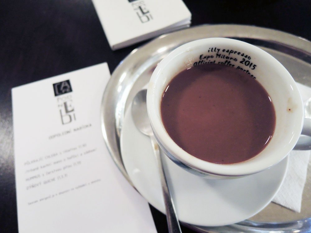 Delicious cup of chocolate from Café Podnebi in Brno, Czech Republic. This is just one of many delightful and artsy coffee shops that have sprouted in the city in the last decade.