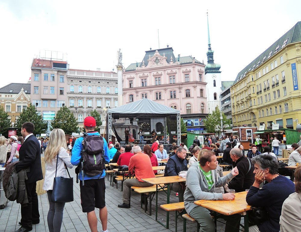 The Freedom Square or Namesti Svobody is the center for cultural events and entertainment in the city, like this wine festival during autumn. Previously the crossroads of three significant business routes, the square continues to be Brno’s pulse.